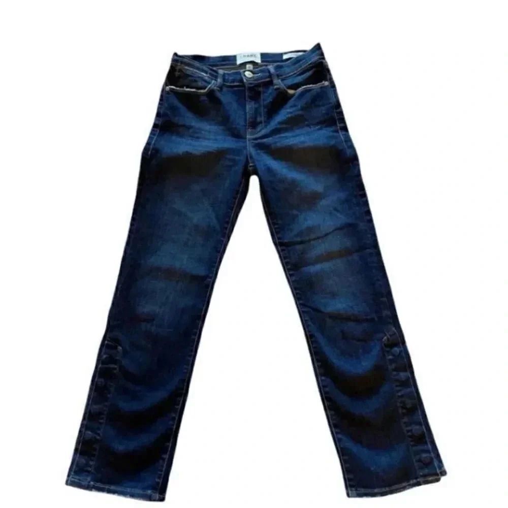 FRAME Denim High Waist  Straight Leg Dark Blue Womens Jeans Sz 25
